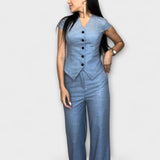 Ivy - Conjunto de Top Elegante con Escote en V y Pantalones