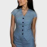 Ivy - Conjunto de Top Elegante con Escote en V y Pantalones