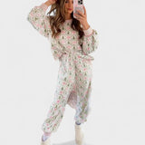 Chloe | Conjunto de pijama con estampado de lazo navideño acogedor