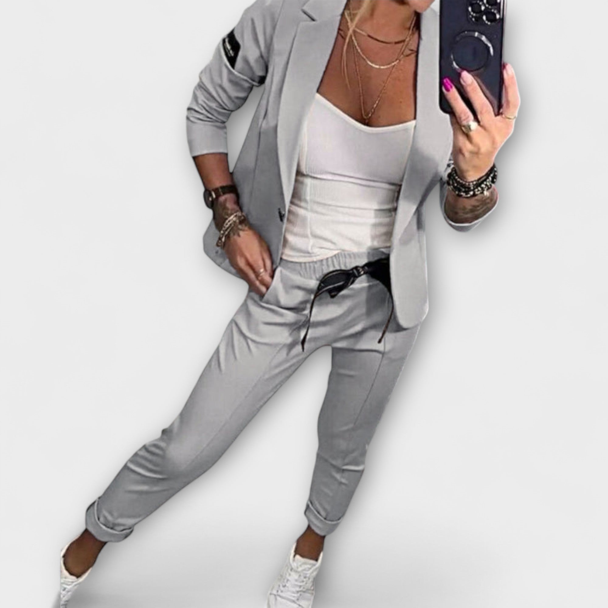Malou - Conjunto Coordinado de Top, Chaqueta y Pantalones