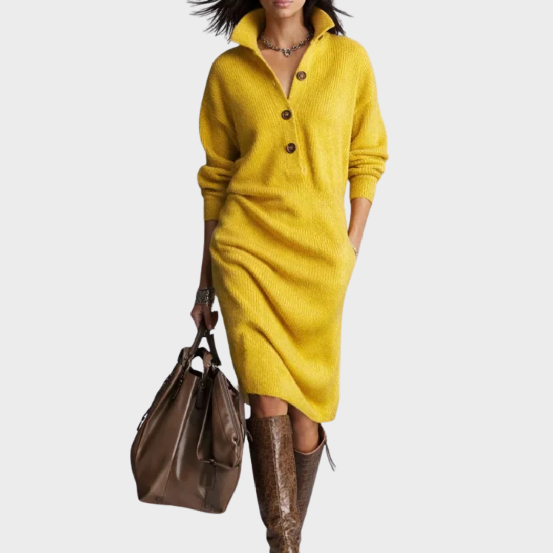 Nancy | Elegante Vestido de Invierno con Botones