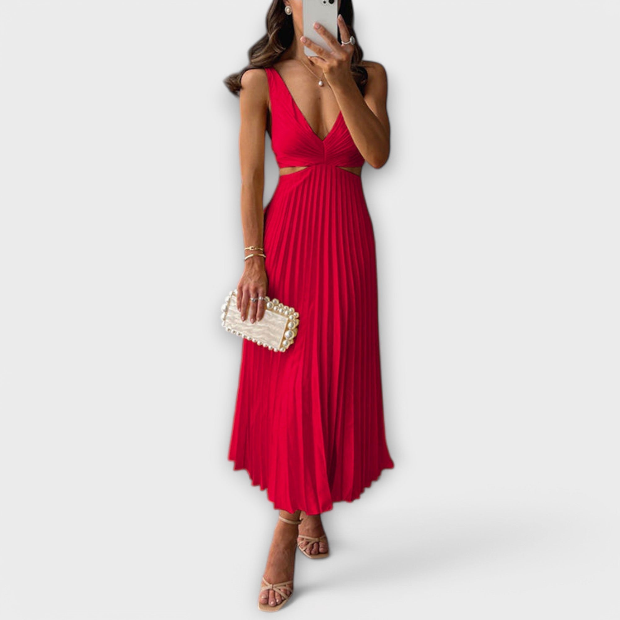 Nadia - Vestido de Verano con Abertura en la Espalda y Detalle Fruncido