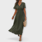 Heather - Un elegante vestido Boho con escote en V y manga larga