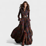 Clara | Maxivestido con cinturón y estampado tartán