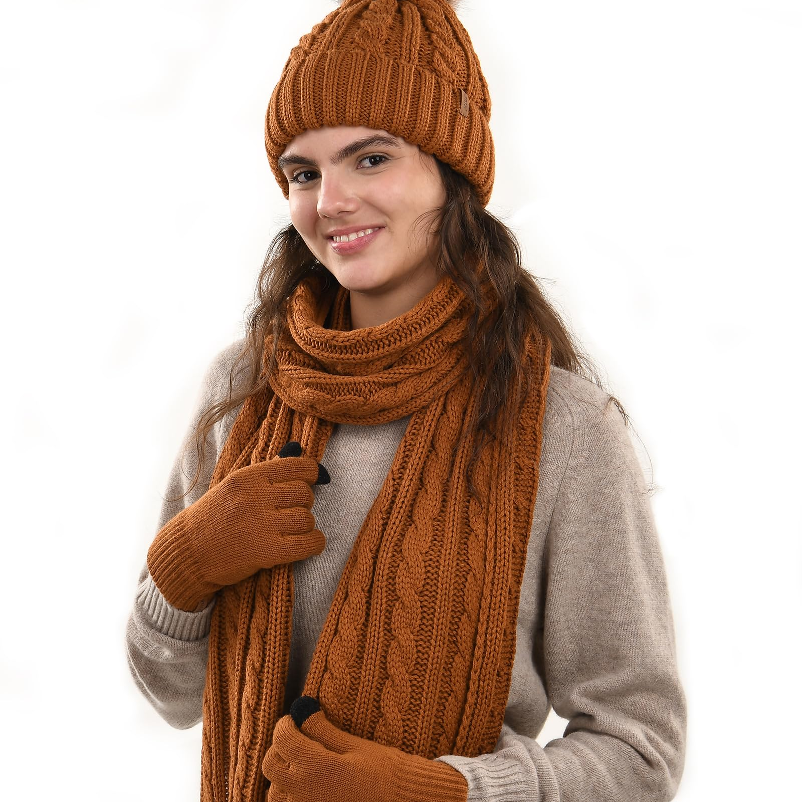 Conjunto Chic de Invierno: Gorro, Bufanda y Guantes