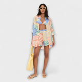 Mary - Conjunto corto de Playa Boyfriend con estampado de hojas tropicales