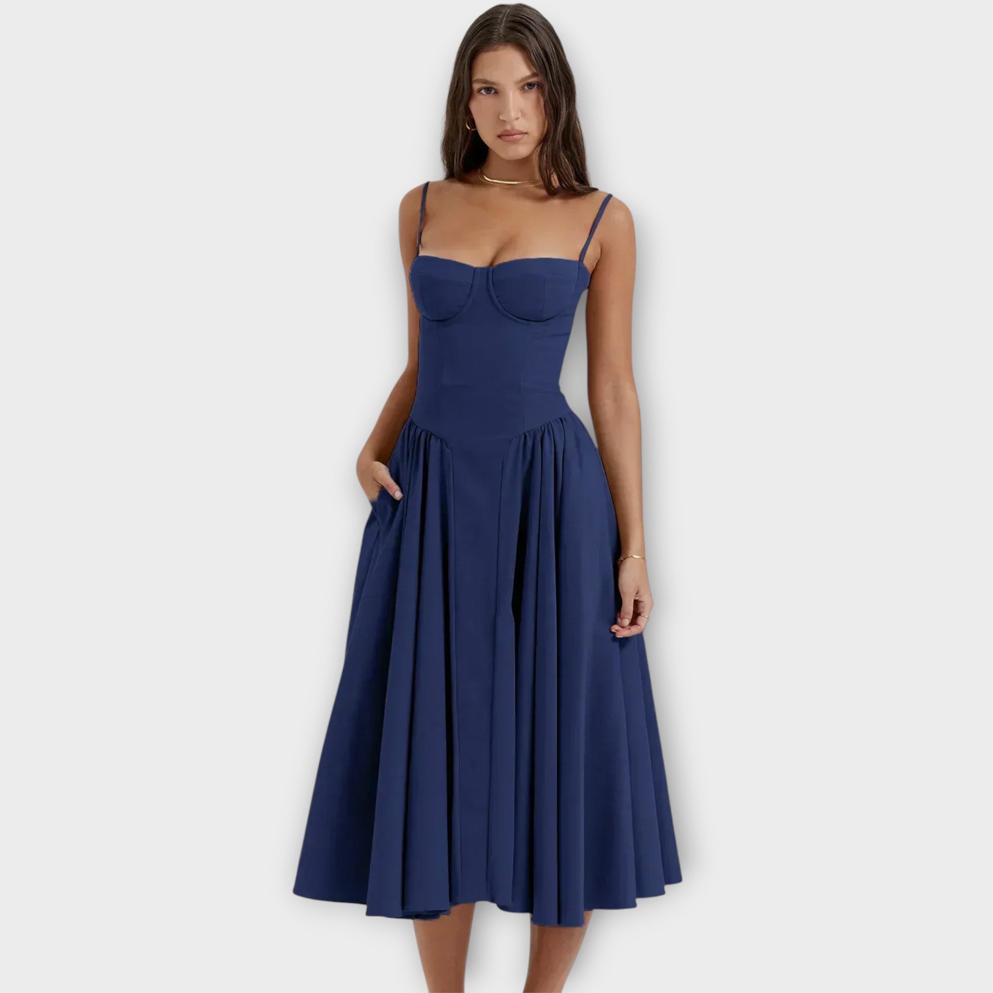 Gesine - Vestido Midi Corsé Sin Mangas