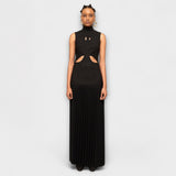 Kristen - Maxivestido con pliegues y abertura en forma de ojal