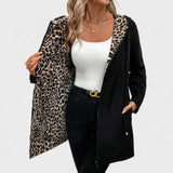 Evie | Chaqueta reversible con capucha y estampado de leopardo