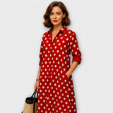 Vestido Camisero Moderno con Cuello y Mangas Tres Cuartos