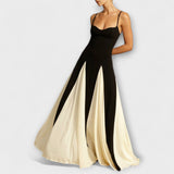 Ember - Elegancia clásica: Vestido maxi con paneles de tul y corte A
