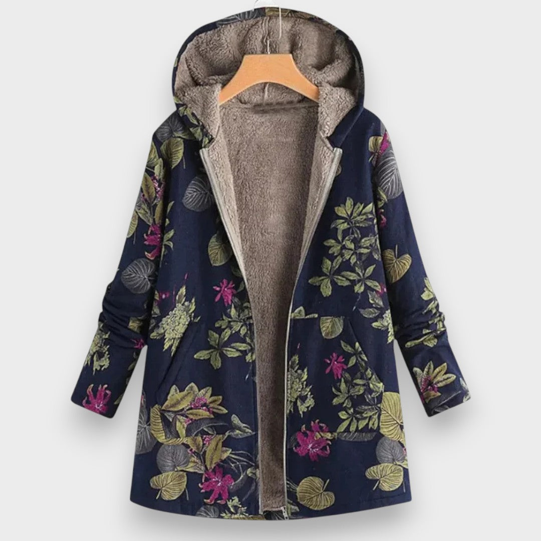 Pia | Elegante chaqueta de forro polar con estampado floral