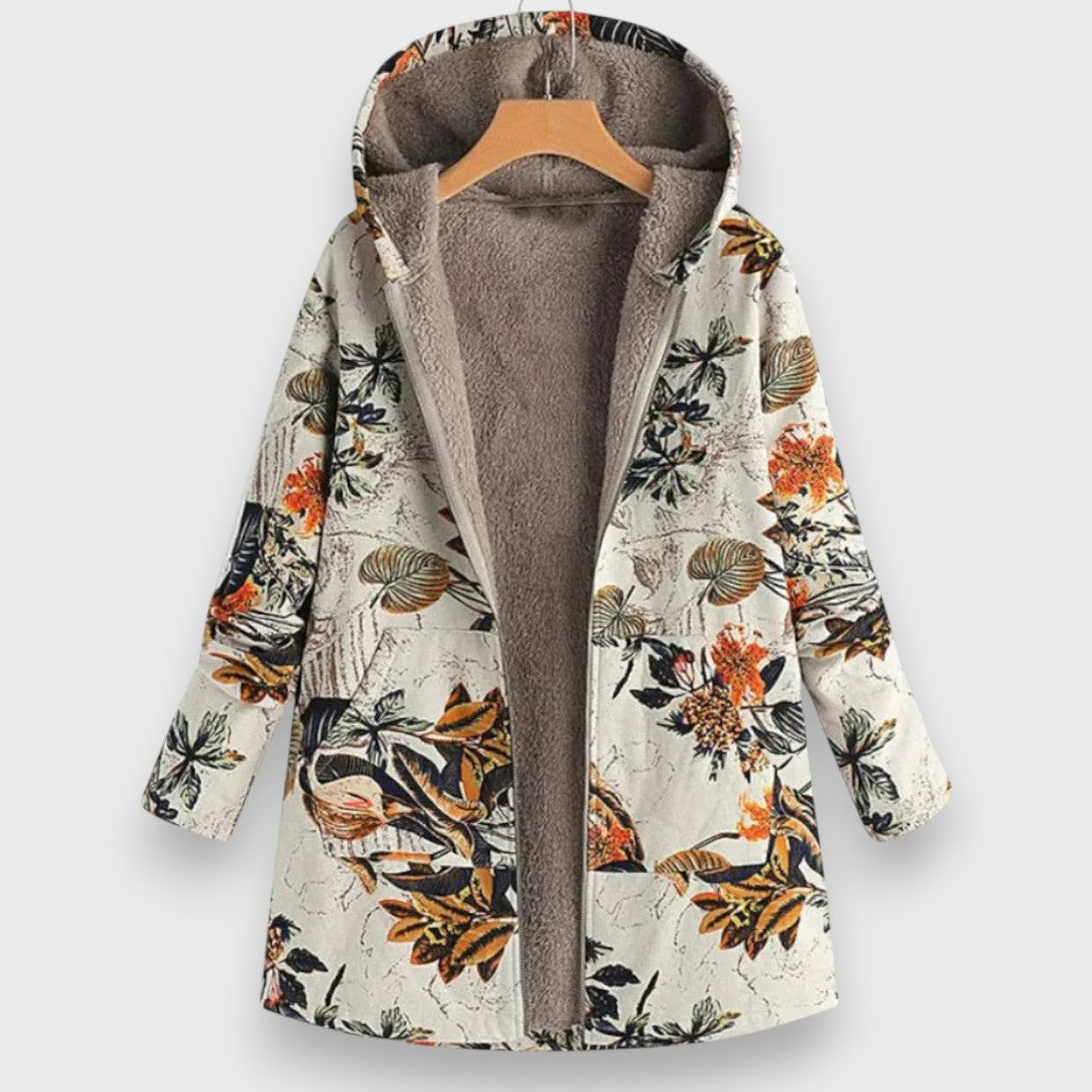 Pia | Elegante chaqueta de forro polar con estampado floral