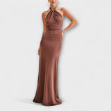 Lagoon - Vestido largo halter con caída