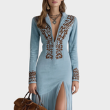 Victoria | Vestido boho de antelina con flecos