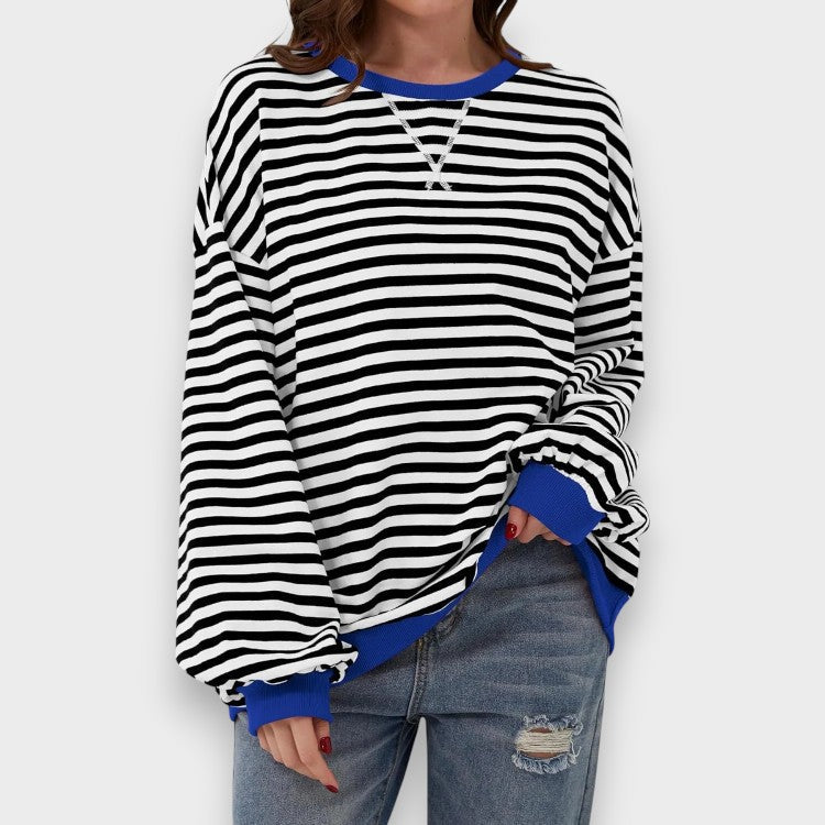 Alma | Sudadera casual de manga larga con cuello redondo y estampado de rayas