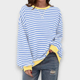 Alma | Sudadera casual de manga larga con cuello redondo y estampado de rayas