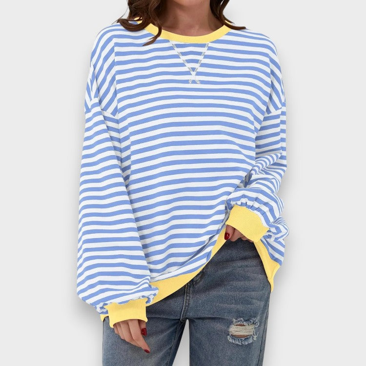 Alma | Sudadera casual de manga larga con cuello redondo y estampado de rayas