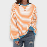 Alma | Sudadera casual de manga larga con cuello redondo y estampado de rayas