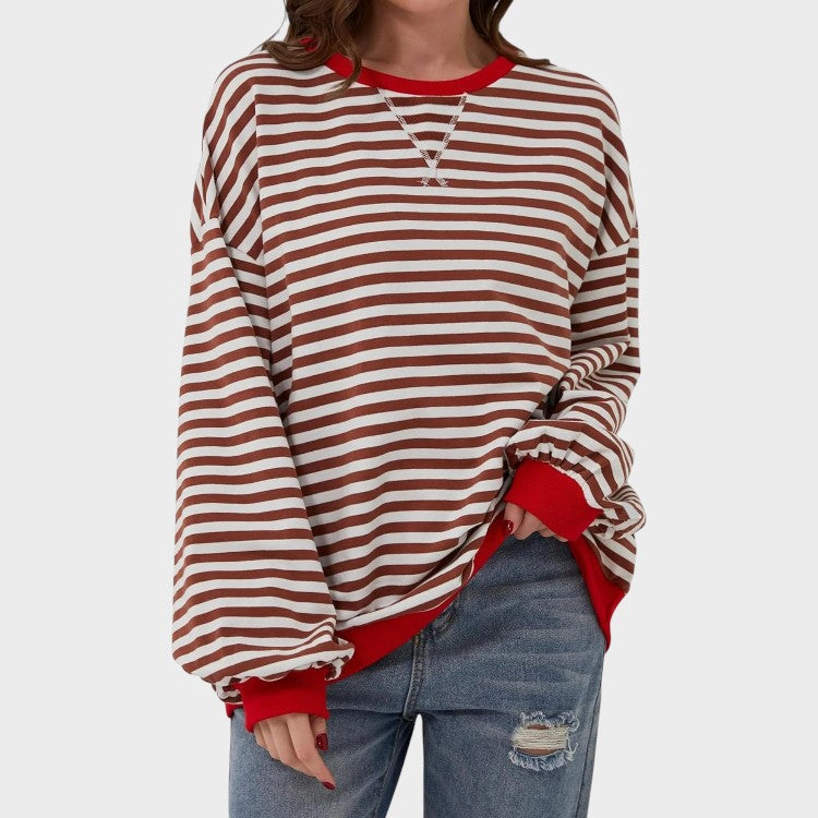 Alma | Sudadera casual de manga larga con cuello redondo y estampado de rayas