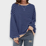 Alma | Sudadera casual de manga larga con cuello redondo y estampado de rayas