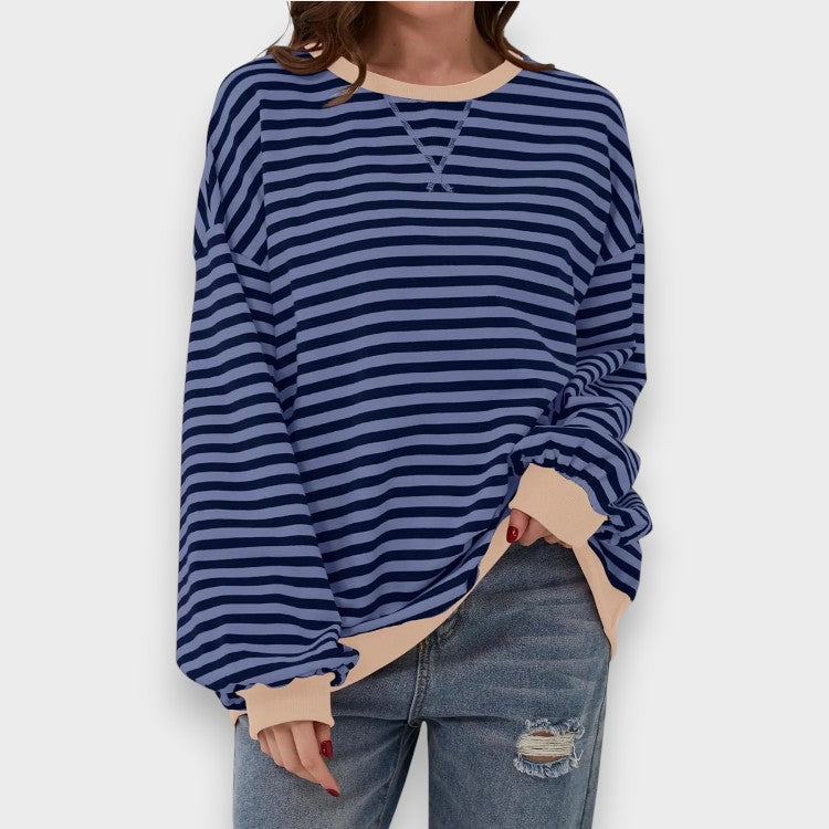 Alma | Sudadera casual de manga larga con cuello redondo y estampado de rayas