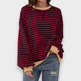 Alma | Sudadera casual de manga larga con cuello redondo y estampado de rayas