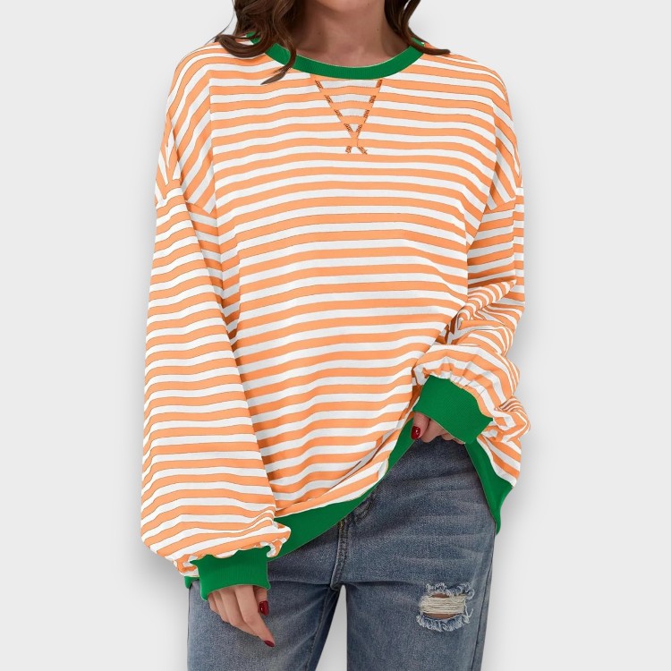 Alma | Sudadera casual de manga larga con cuello redondo y estampado de rayas