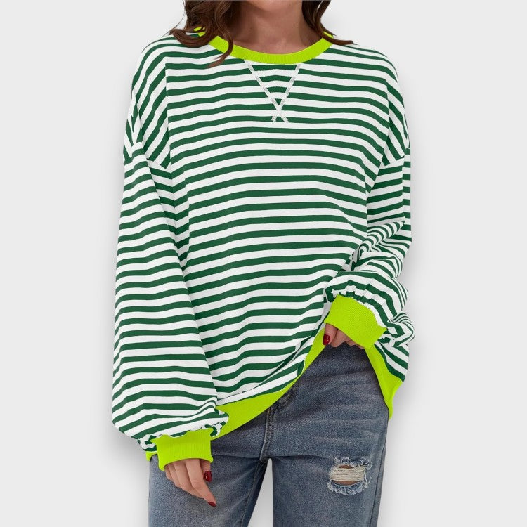 Alma | Sudadera casual de manga larga con cuello redondo y estampado de rayas