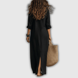 Soline | Vestido maxi abotonado relaxed con efecto lino