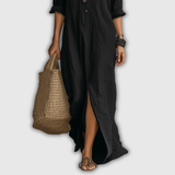 Soline | Vestido maxi abotonado relaxed con efecto lino