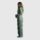 Clara | Vestido largo con flecos de manga larga elegante