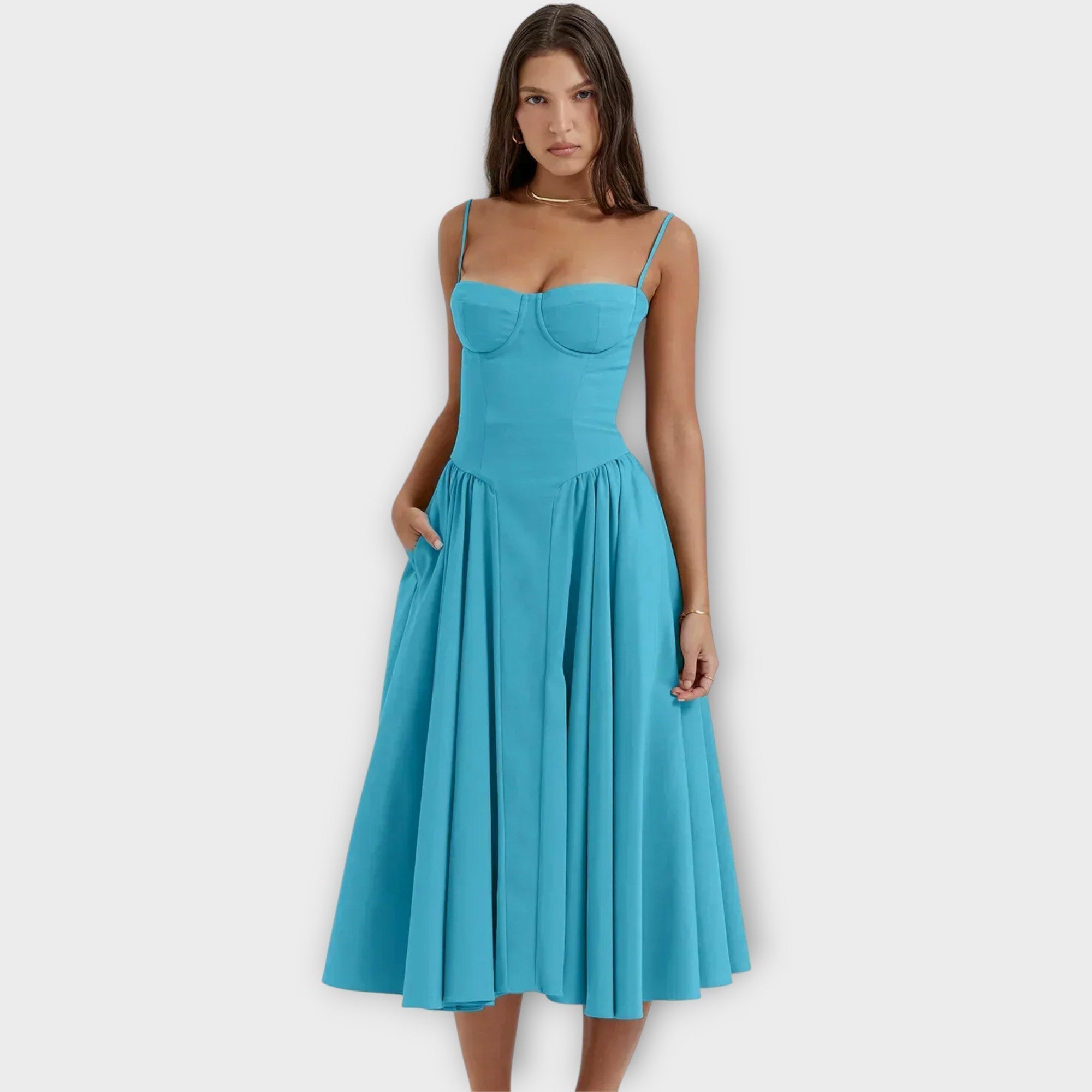 Gesine - Vestido Midi Corsé Sin Mangas