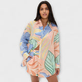 Mary - Conjunto corto de Playa Boyfriend con estampado de hojas tropicales