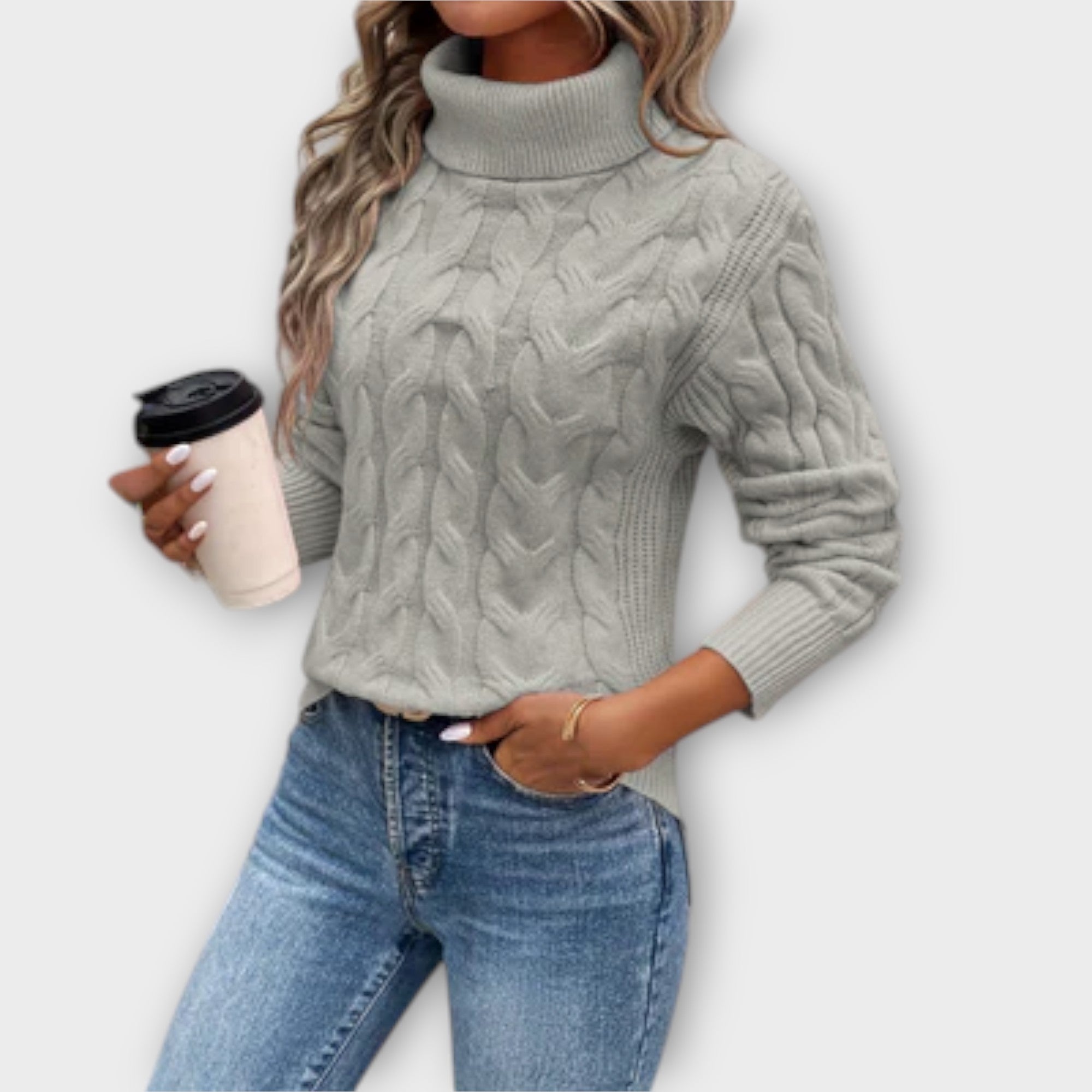 Amelia – Elegante jersey de punto con cuello vuelto