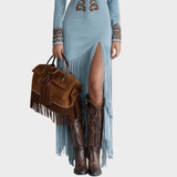 Victoria | Vestido boho de antelina con flecos