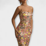 Oakley - Vestido Largo con Lentejuelas Florales Estilo Años 80