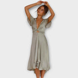 Margret - Elegante vestido midi con cuello en V