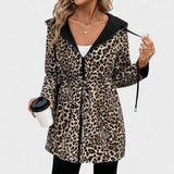 Evie | Chaqueta reversible con capucha y estampado de leopardo