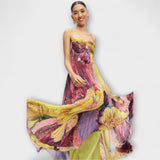 Kiara - Maxi Vestido con Estampado Ikat Vibrante