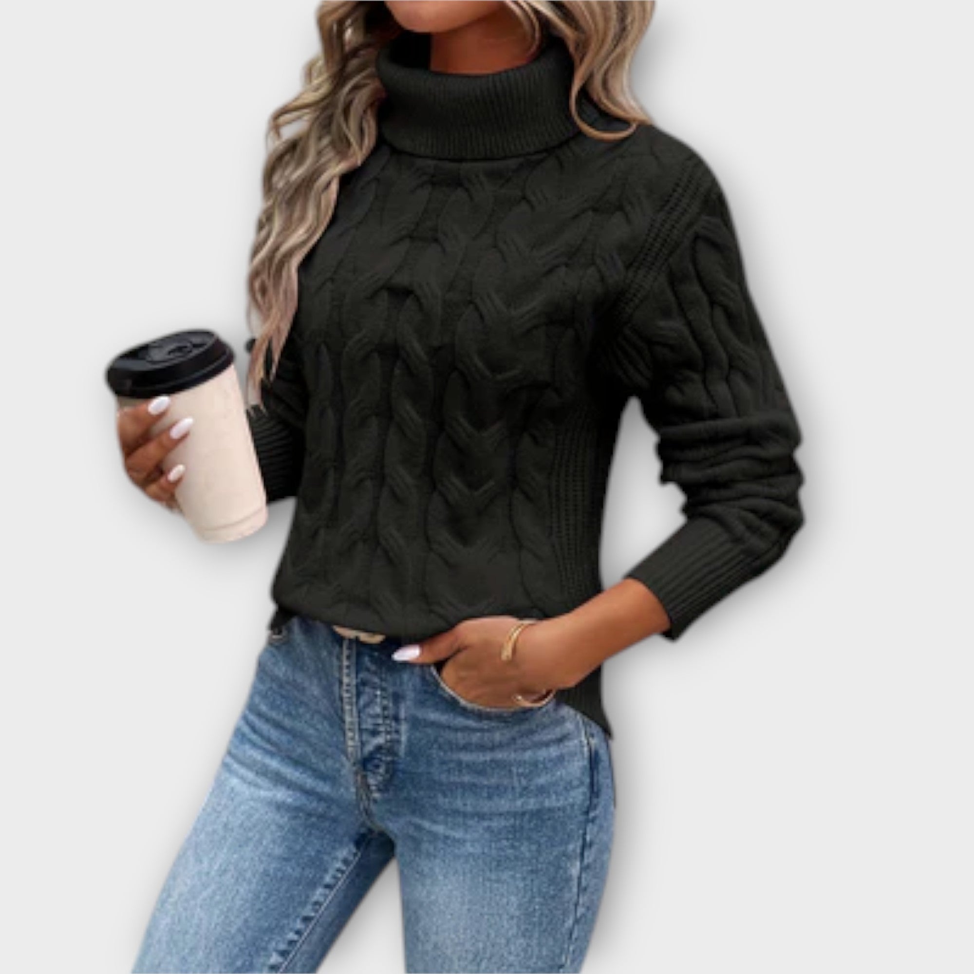 Amelia – Elegante jersey de punto con cuello vuelto