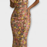 Oakley - Vestido Largo con Lentejuelas Florales Estilo Años 80