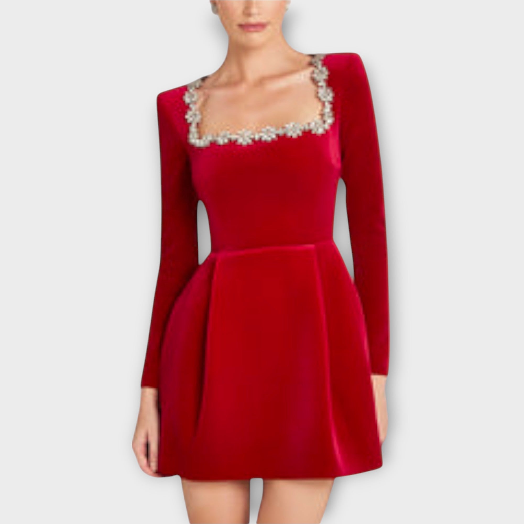 Wren - Minivestido de terciopelo con adornos de pedrería