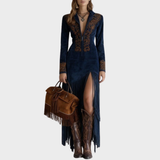 Victoria | Vestido boho de antelina con flecos