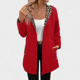 Evie | Chaqueta reversible con capucha y estampado de leopardo