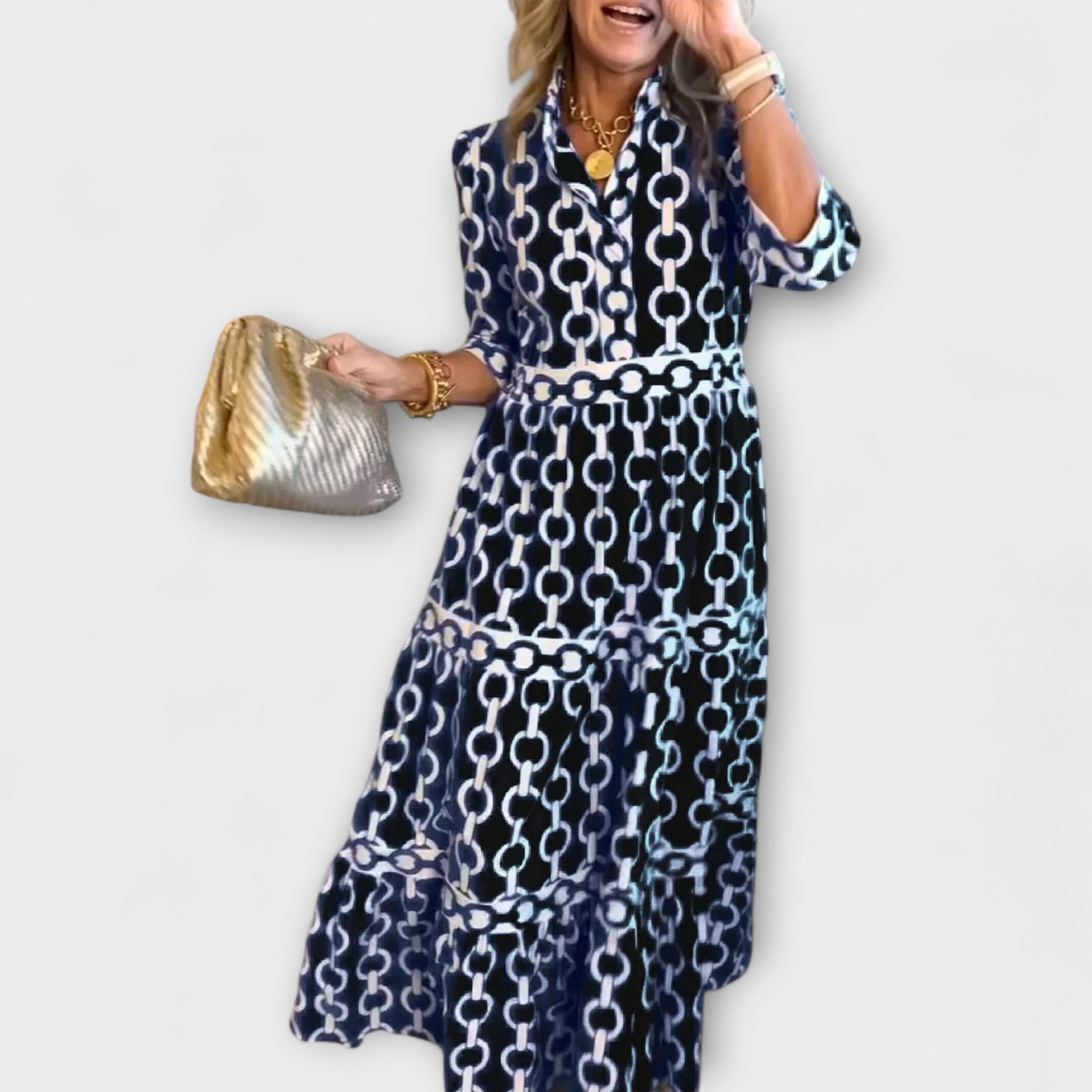 Sophia | Vestido midi con estampado de cadena