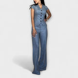 Ivy - Conjunto de Top Elegante con Escote en V y Pantalones