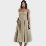 Gesine - Vestido Midi Corsé Sin Mangas