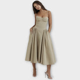 Gesine - Vestido Midi Corsé Sin Mangas