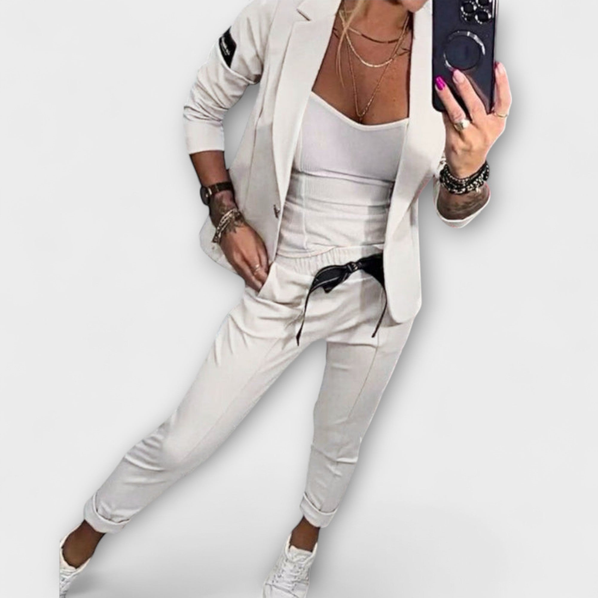Malou - Conjunto Coordinado de Top, Chaqueta y Pantalones